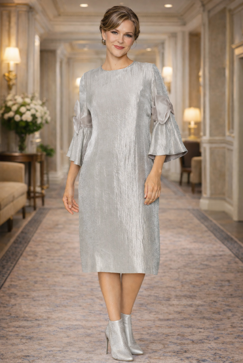 IC Collection Organza Sleeve Shimmer Shift Dress | Unique Apparel USA