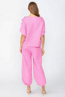 IC Collection Button Detail Dolman Top-7693T