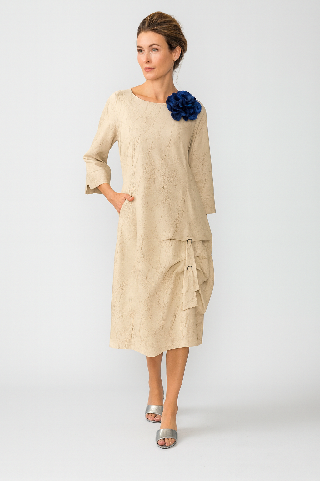 IC Collection Crackle Long Sleeve Dress-7256D