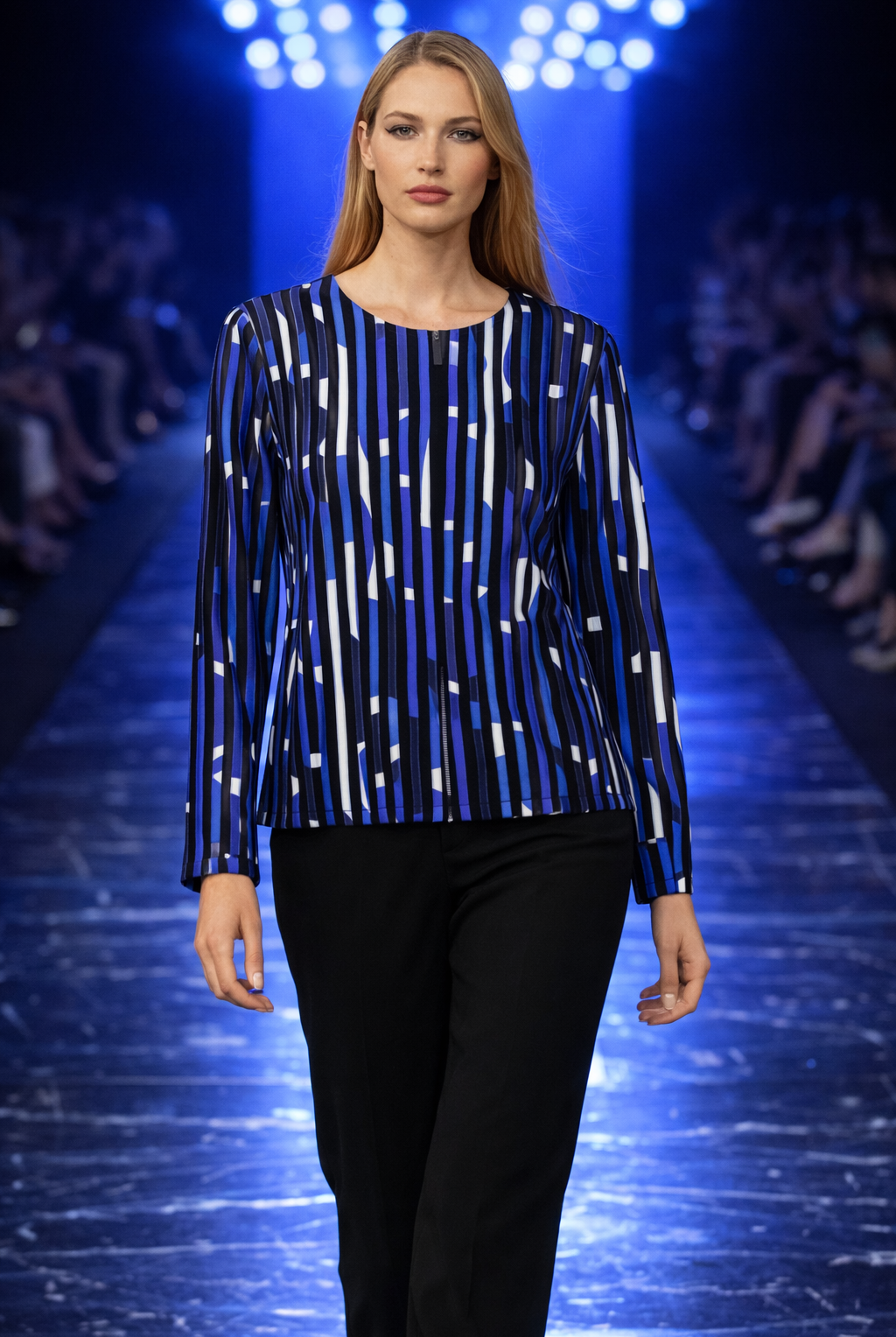 Jospeh Ribkoff Mesh And Satin Geometric Print Fitted Jacket | Unique Apparel USA