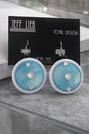 Jeff Lieb Modern Blue Resin Statement Earrings with Crystal Accents-5312