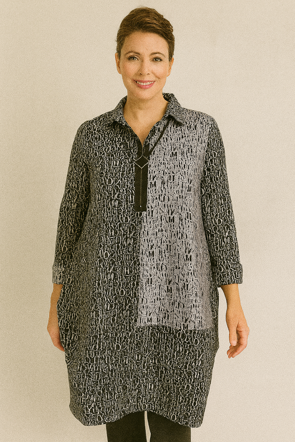 IC Collection Crinkle Textured Tunic-IC-3829T