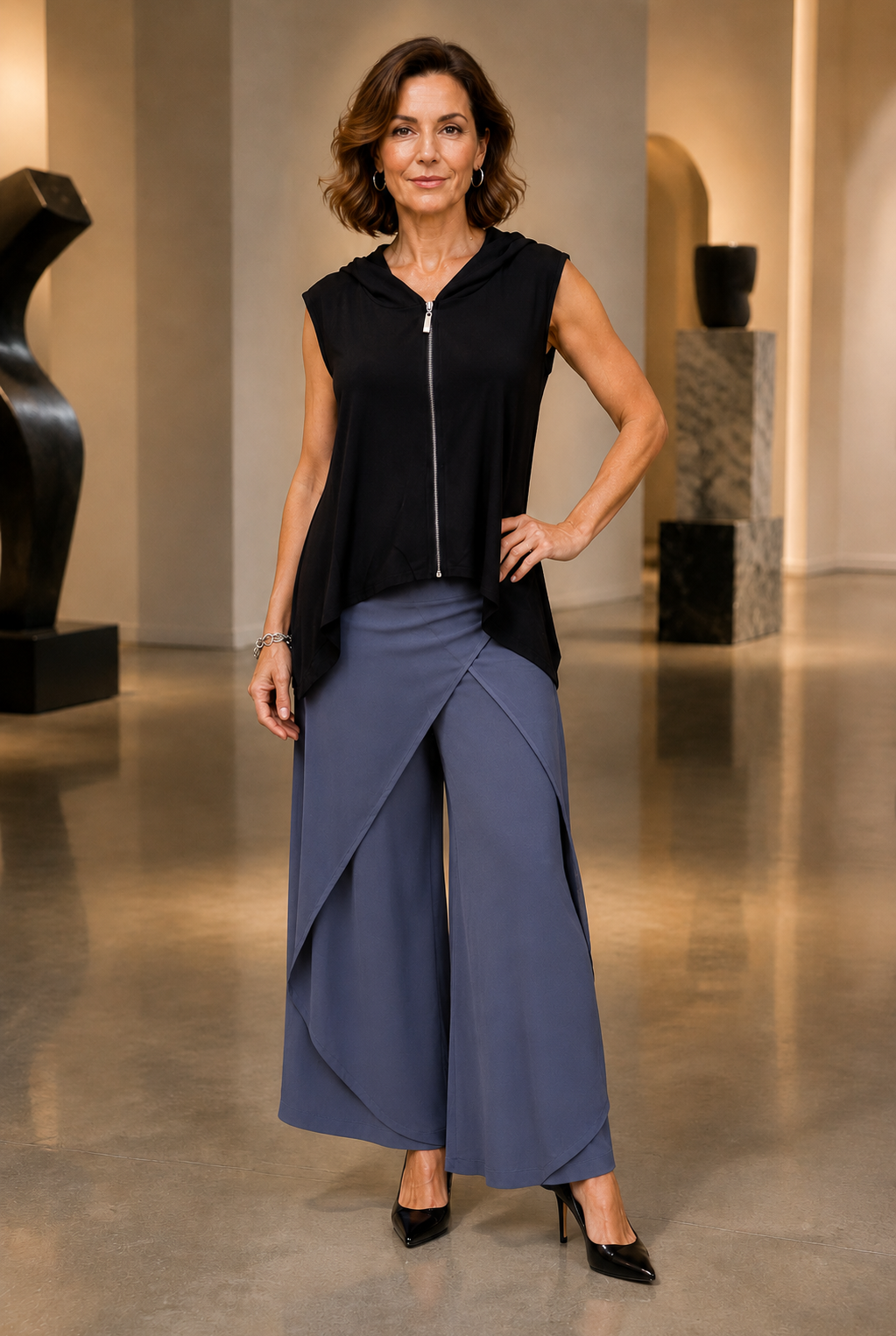 By JJ Zip-Front Hooded Tunic Vest-IT-247