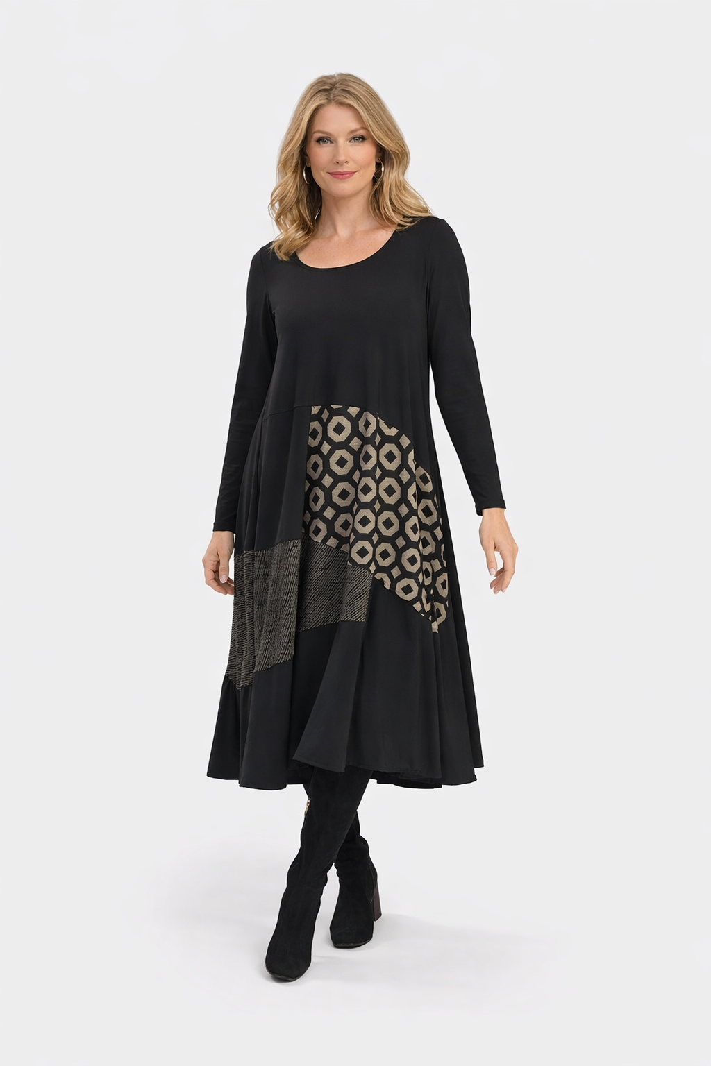 Alembika Gabby Swing Dress, Black/Graphite-AD317R