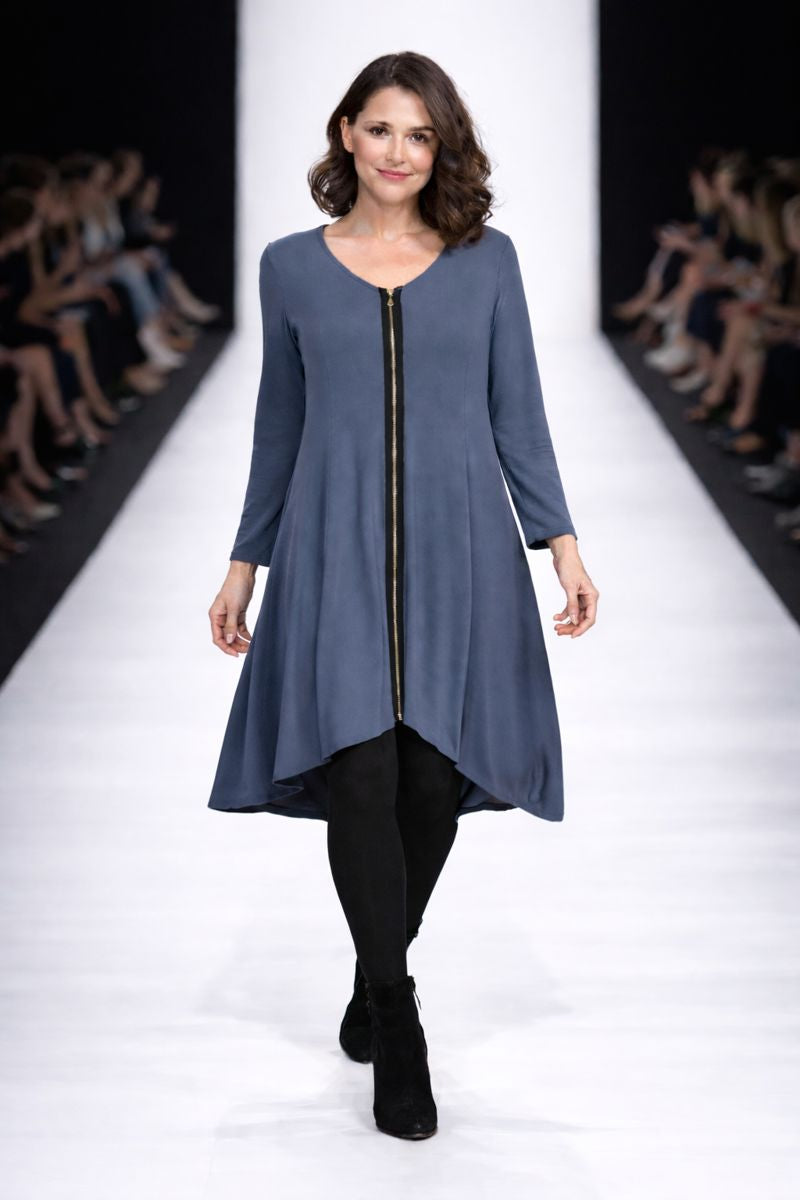 By JJ Zip-Front Swing Dress-IT-197