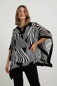 Joseph Ribkoff Vanilla Silk Print Kaftan Top-222096