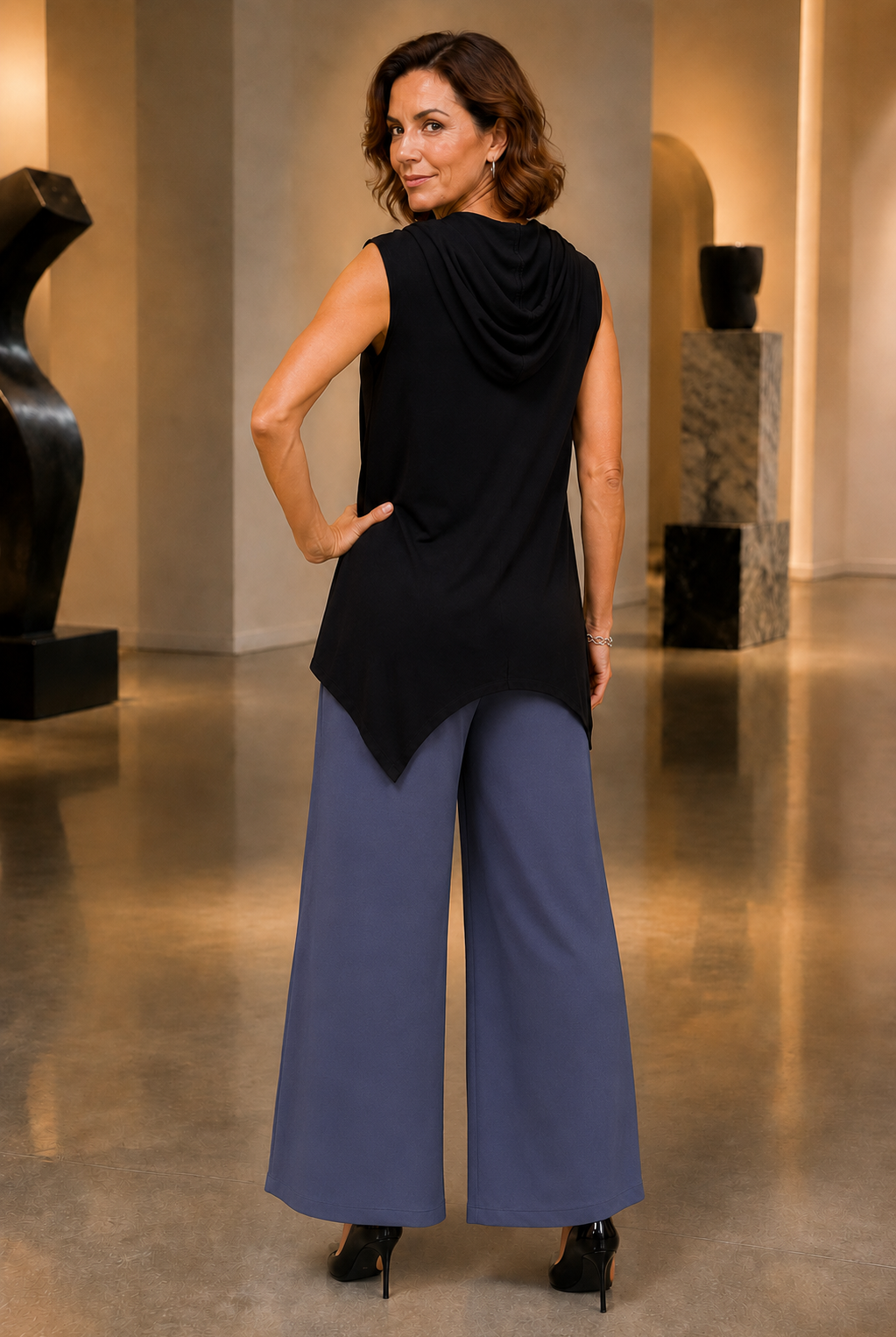 By JJ Zip-Front Hooded Tunic Vest-IT-247, view 3