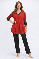 IC Collection V-Neck Open Shoulder Top-7860T