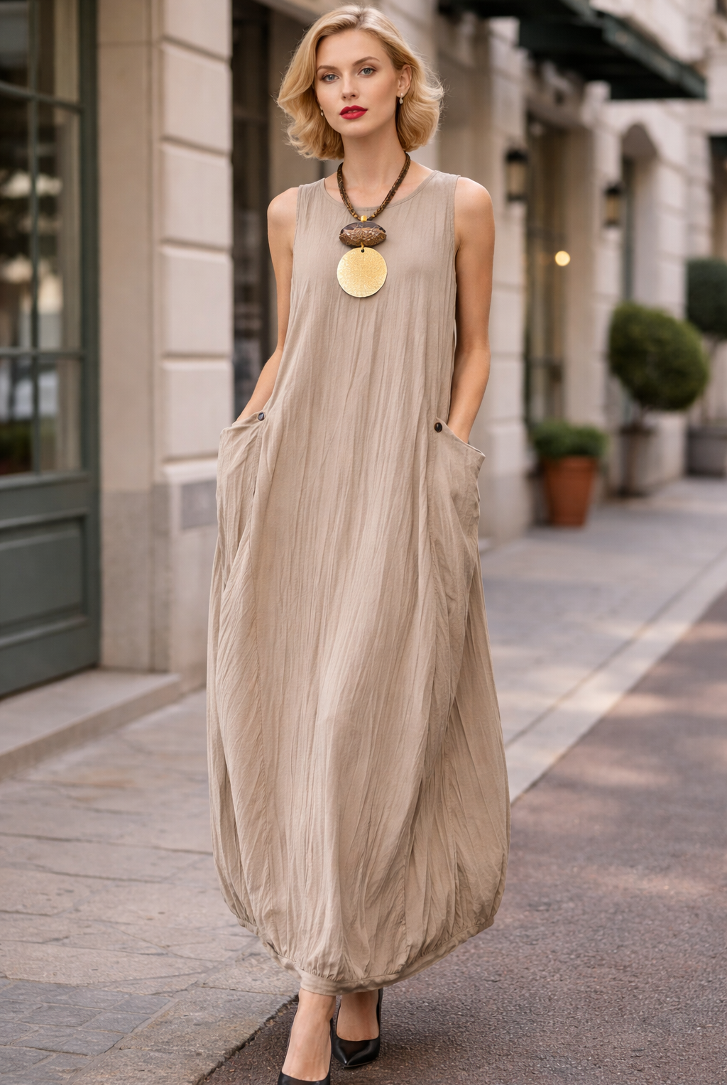 Kozan Sand Vertical Avery Dress | Unique Apparel USA