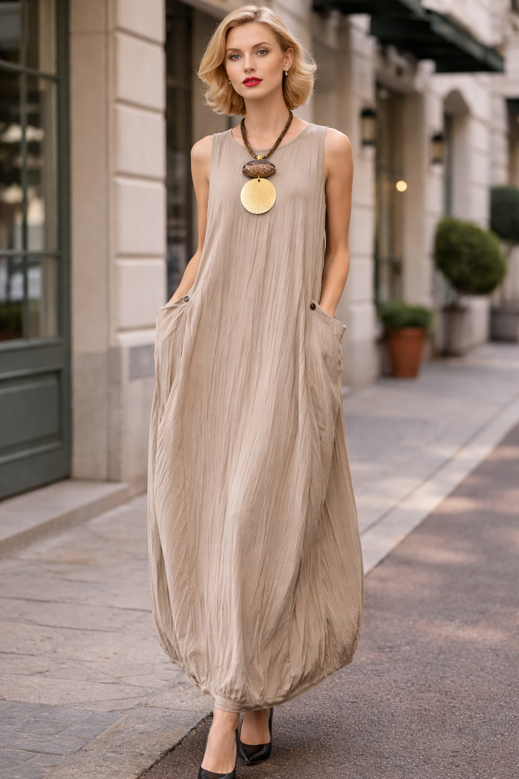 Kozan Sand Vertical Avery Dress-IL-1381-SNDVRTCL
