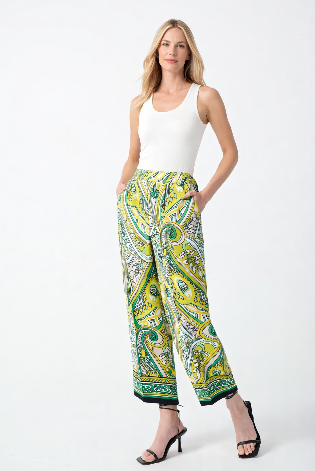 Joseph Ribkoff Woven Paisley Print Crop Pants | Unique Apparel USA