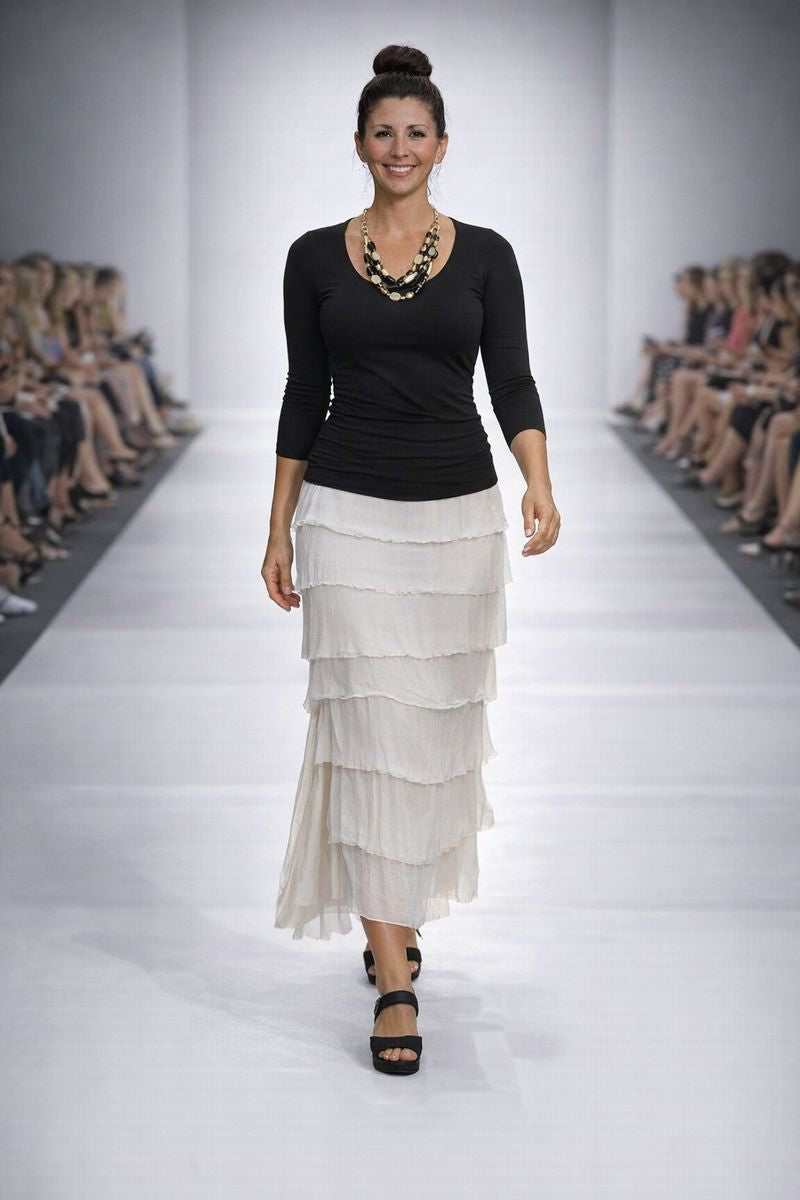 Liabella Beige Hand-Dyed Silk Skirt-2272