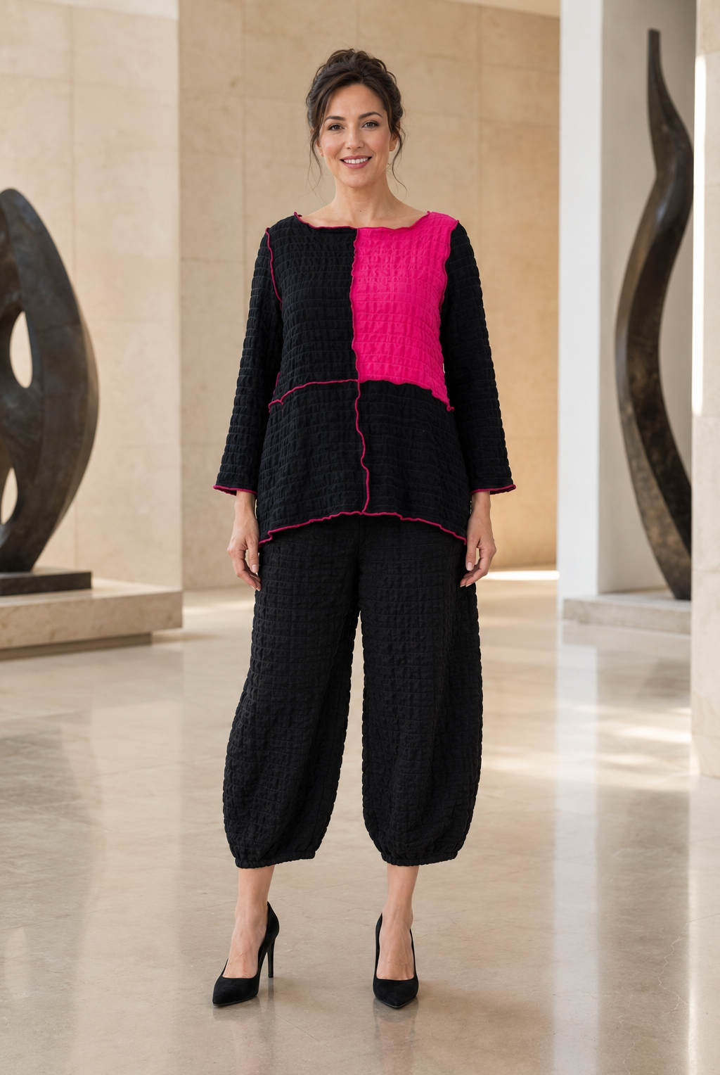Moonlight Textured Bubble Pant-P3732, view 2