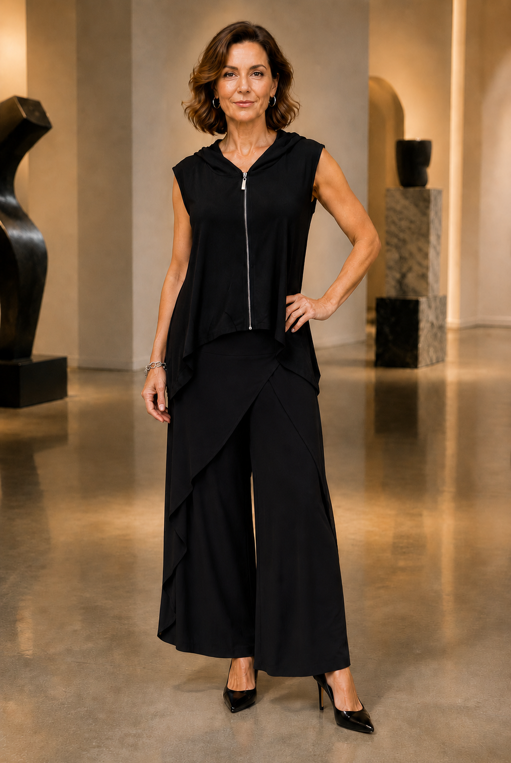 By JJ Layered Wide Pant-IT-134B, view 3