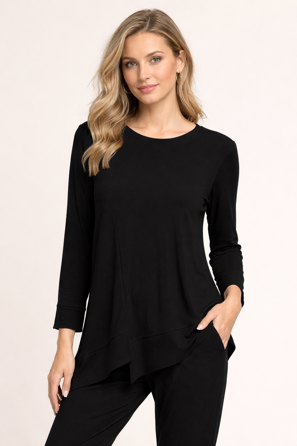 By JJ Asymmetric Hem Long Sleeve Tunic-IT-101