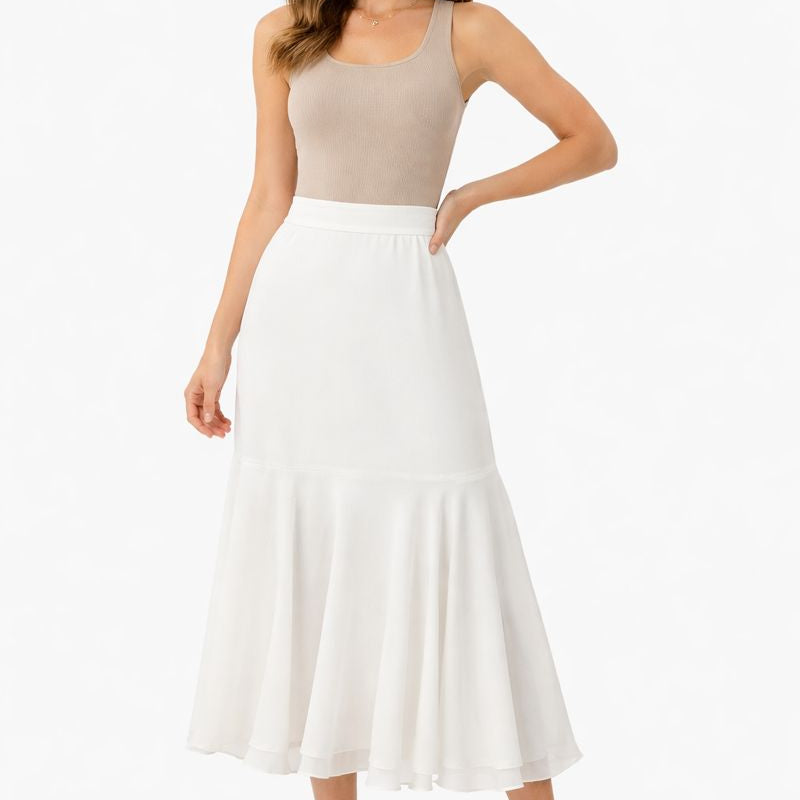 IC Collection Flowy Ruffle-Hem Midi Skirt-1350S