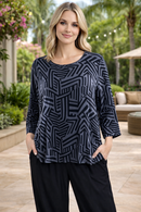 By JJ Abstract Geo Print Top-CD403P