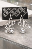 Jeff Lieb Elegant Silver Treble Clef Crystal Drop Earrings-5088