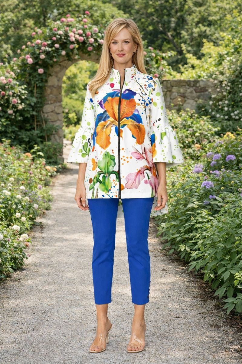 IC Collection Artistic Floral Zip-Front Jacket-7874J