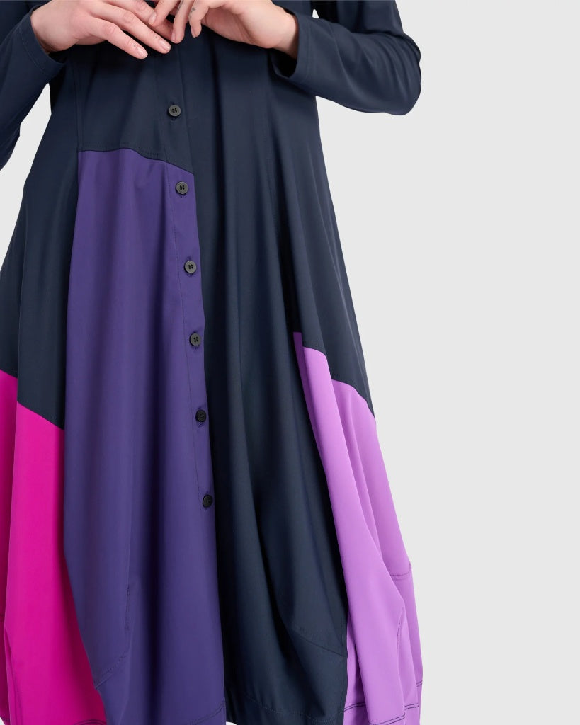 ALEMBIKA Tekbika Barb Colorblock Dress, Navy Mix-TD666M