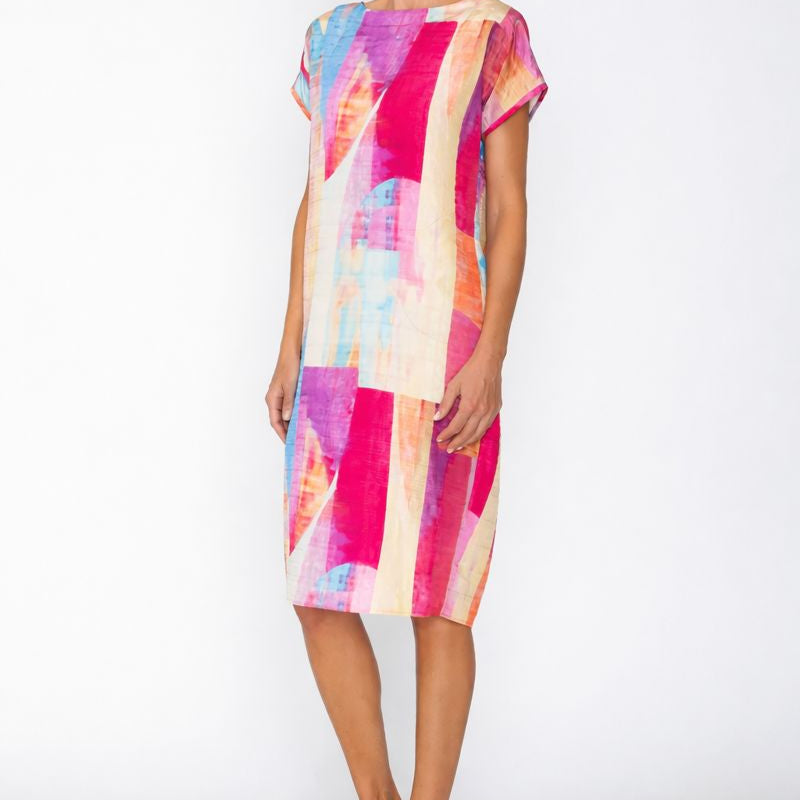 IC Collection Abstract Printed Cocoon Dress-C1046D