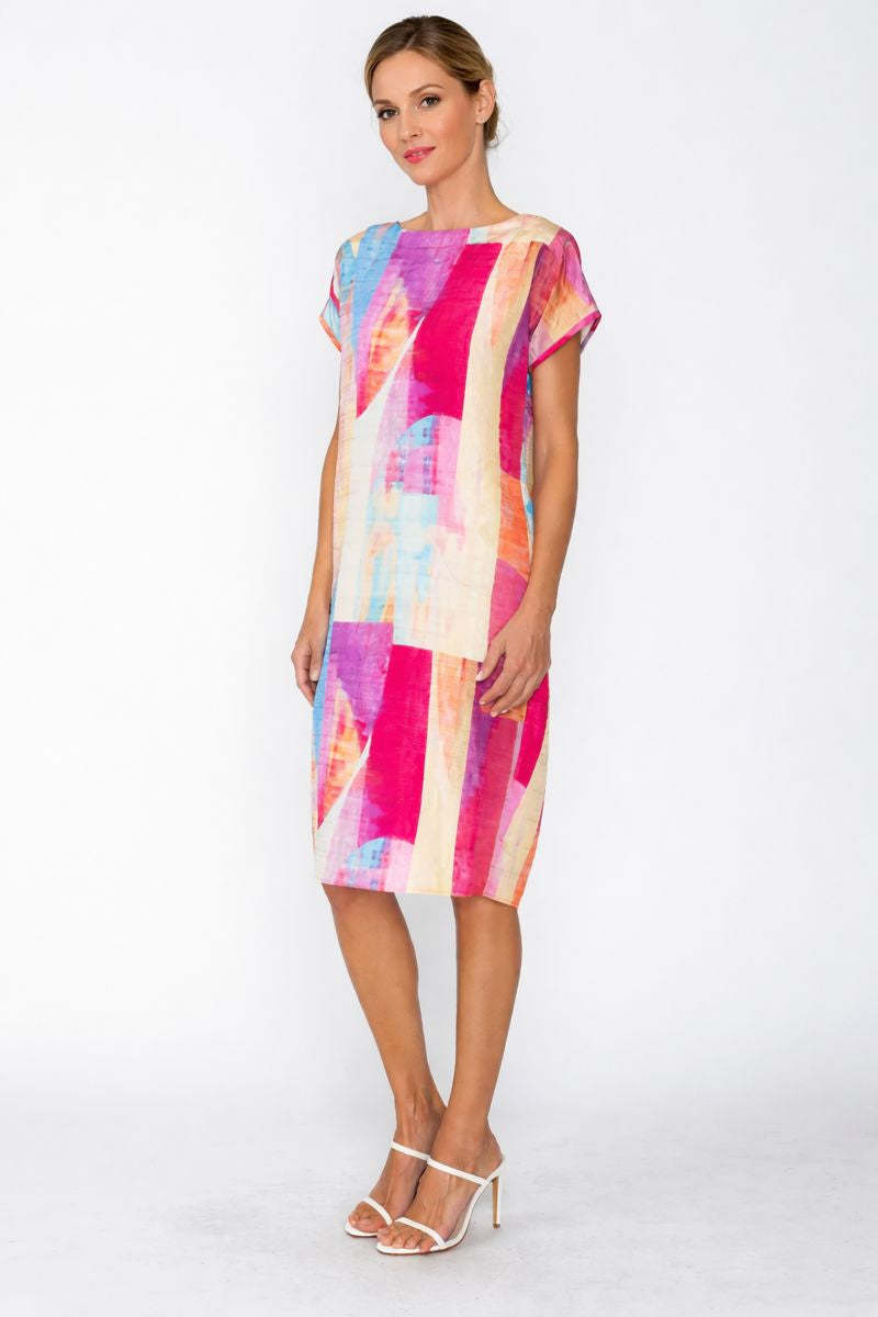 IC Collection Abstract Printed Cocoon Dress-C1046D
