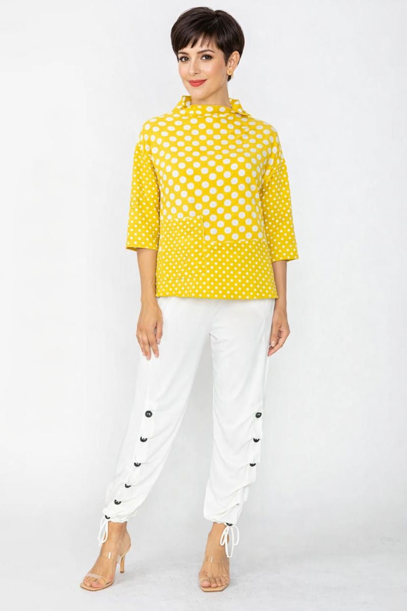 IC Collection Dot Print 3/4 Sleeve Top-C1105T