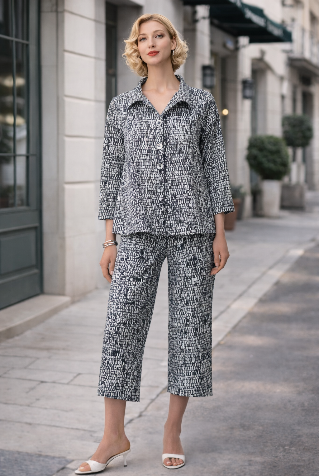 Joseph Ribkoff Millennium Abstract Print Trapeze Jacket | Unique Apparel USA