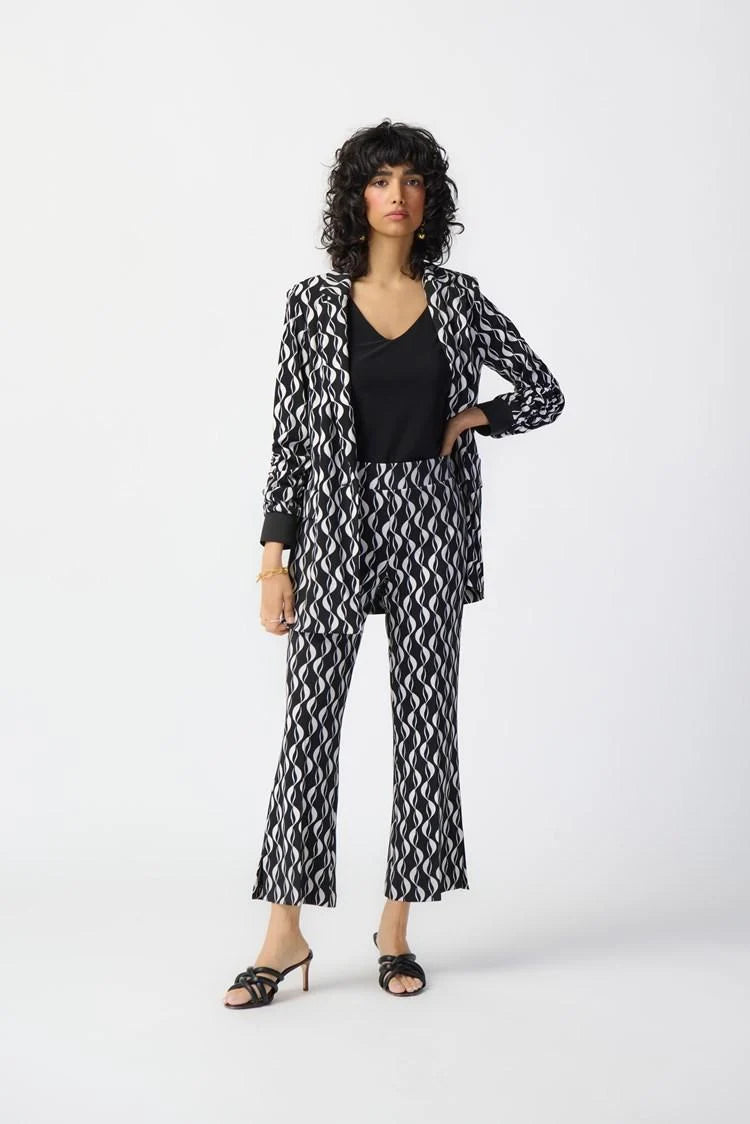 Joseph Ribkoff Black/Moonstone Geometric Print Pull-On Pants-241151