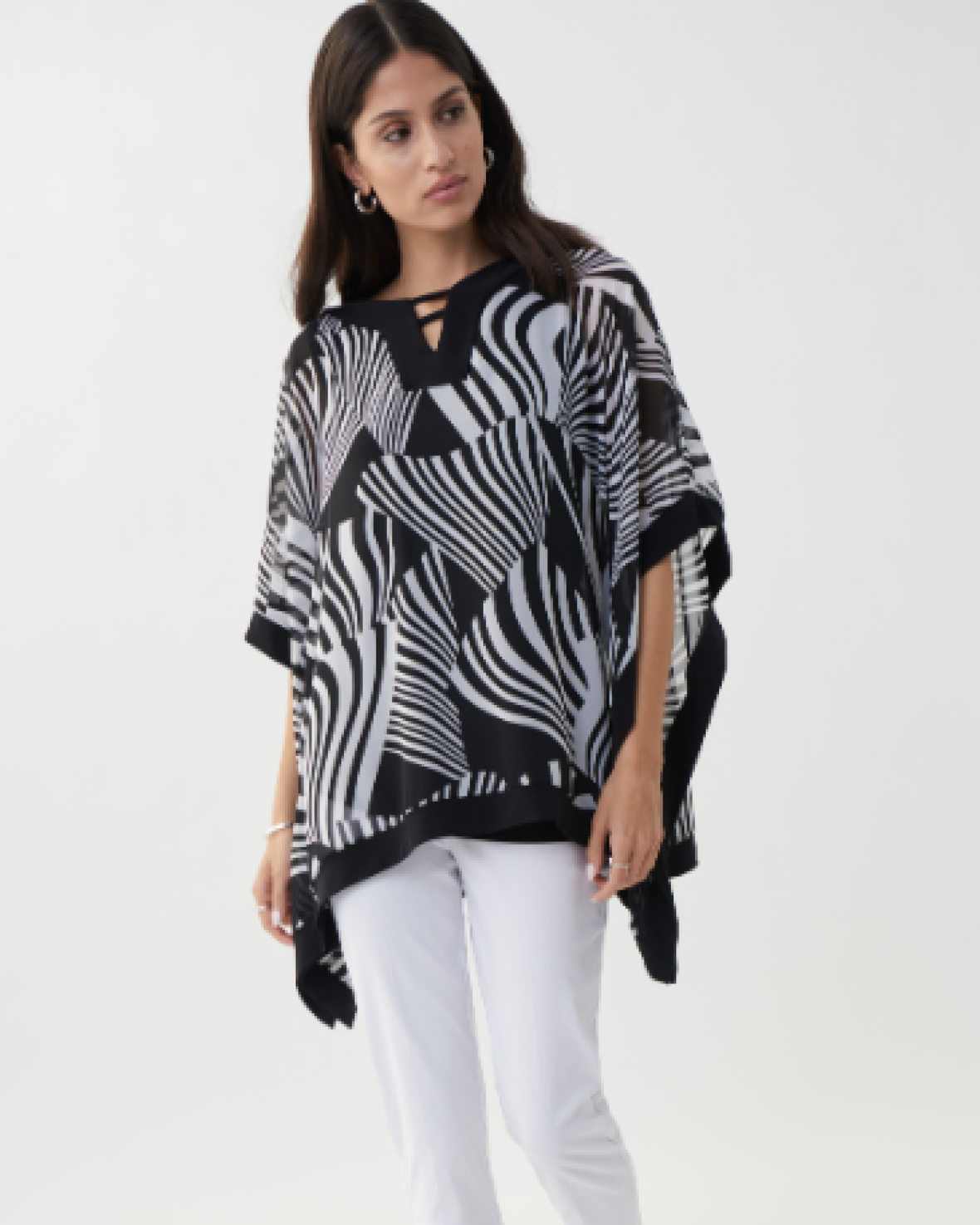 Joseph Ribkoff Vanilla Silk Print Kaftan Top-222096