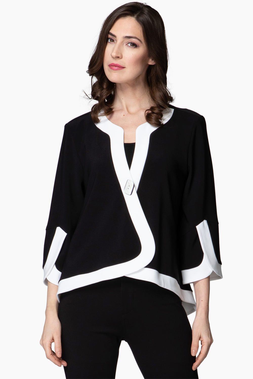 Joseph Ribkoff Black with Ivory Trim Jacket-JR-193193