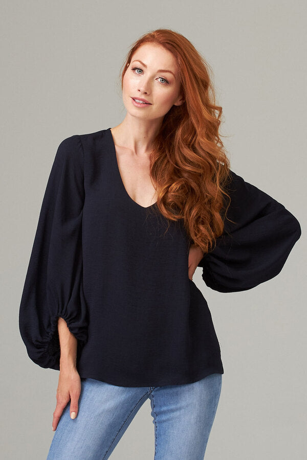 Joseph Ribkoff V-Neck Puff Sleeve Top-202027