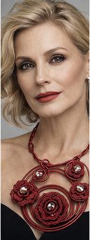 Jeff Lieb Red Floral Statement Necklace-33599R