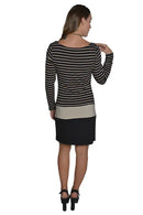 Frank Lyman Black & Beige Long Sleeve Dress- FL-43417