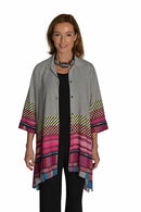 IC Collection Fuschia Print Button Down Blouse- IC-9966B