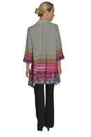 IC Collection Fuschia Print Button Down Blouse- IC-9966B