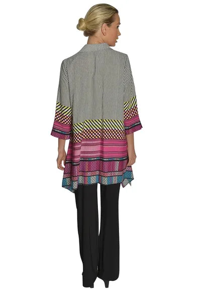 IC Collection Fuschia Print Button Down Blouse- IC-9966B