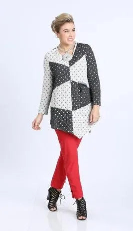 IC Collection V-Neck Long Sleeve Polka Top 1753T