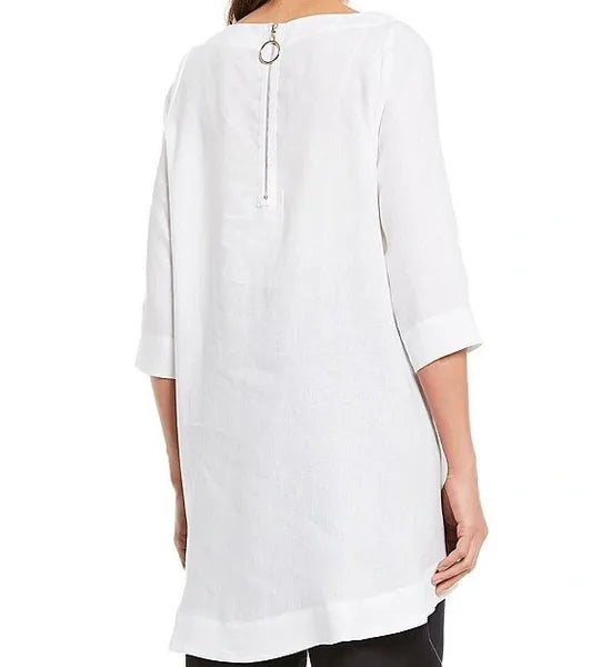 IC Collection Linen Key Hole Bow Tie Tunic-IC-3228T