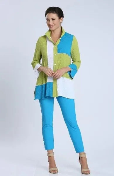 IC COLLECTION COLORBLOCK BUTTON DOWN TOP-IC-1521J