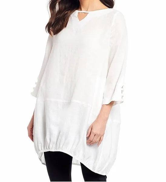 IC Collection Key Hole Linen Tunic-IC-1422T