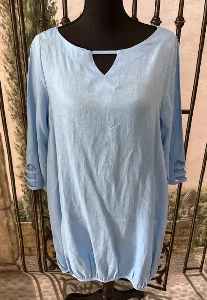 IC Collection Key Hole Linen Tunic-IC-1422T