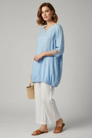 IC Collection Key Hole Linen Tunic-IC-1422T