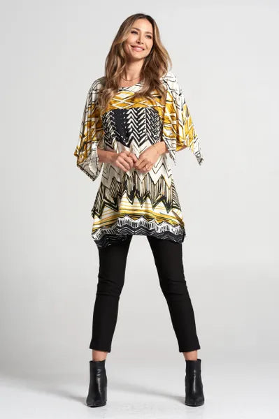 By JJ Layered Wrinkle-Free Printed Tunic-IT-202P-Desert Snake