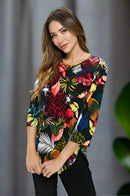 By JJ 3/4 Sleeve Floral Print Top-IT-286P