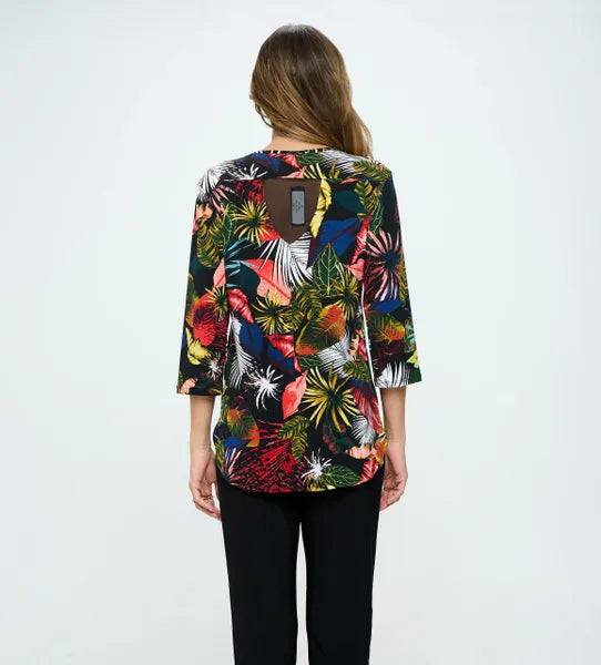 By JJ 3/4 Sleeve Floral Print Top-IT-286P