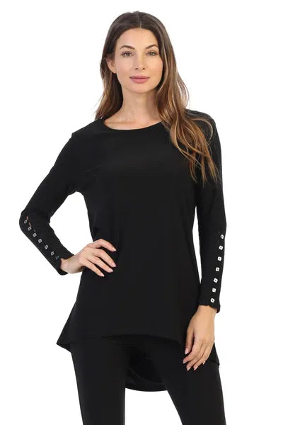 By JJ Sleeve Button Down Round Neck Top-IT-166