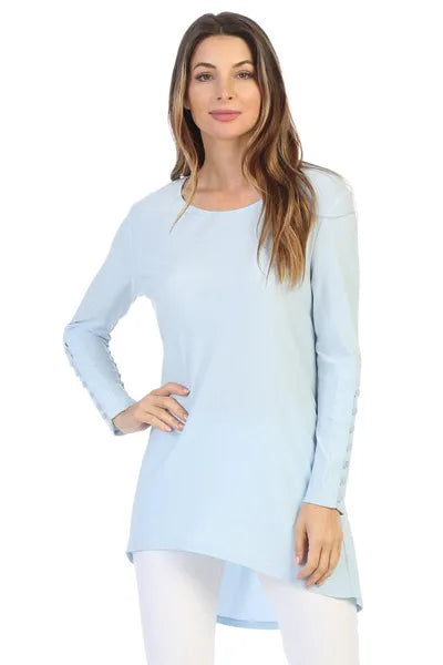 By JJ Sleeve Button Down Round Neck Top-IT-166