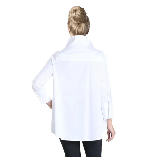 IC Collection White Button Down Blouse-IC-3758B-DUP