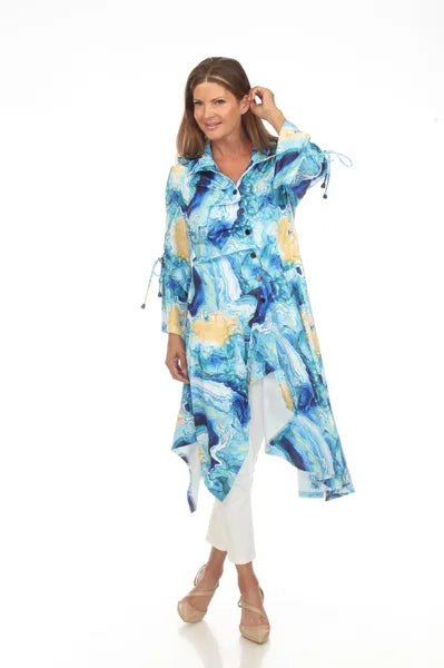 Lindi Watercolor Asymmetric Long Jacket/Dress-J4222-5